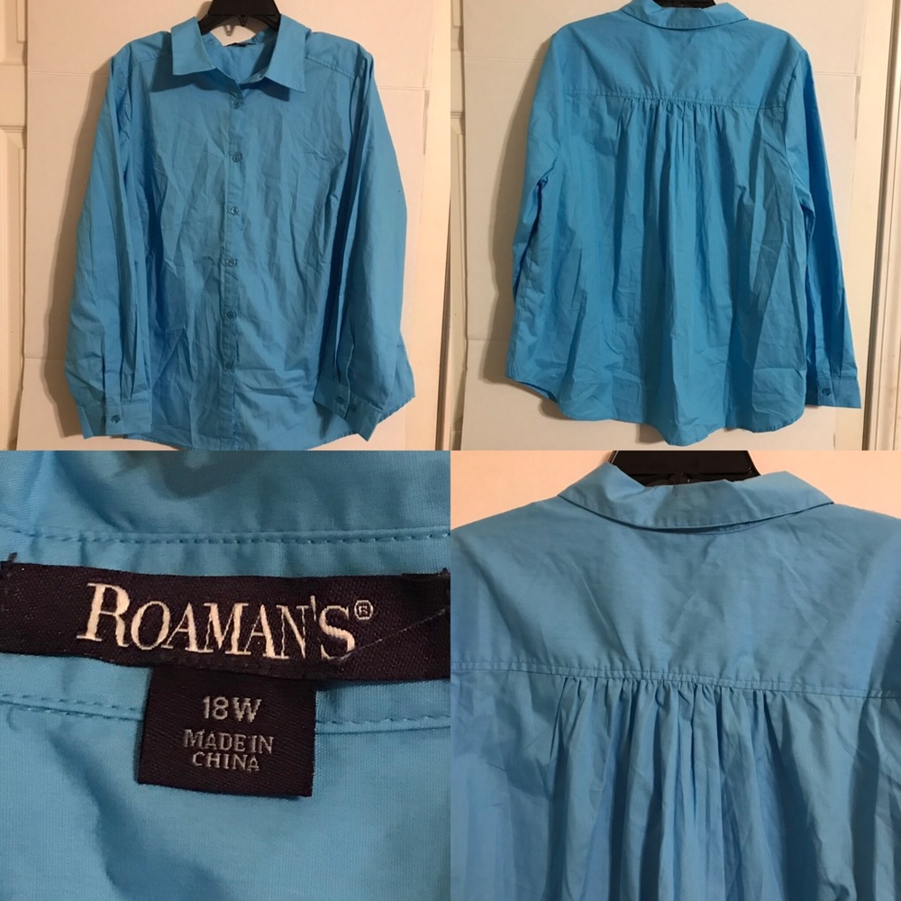Roamans Women's Button-up Shirt, size 18W, Blue